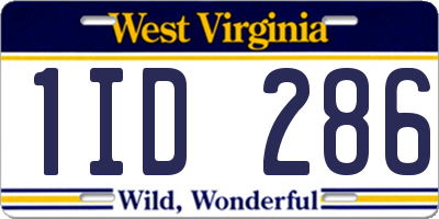 WV license plate 1ID286