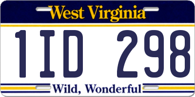 WV license plate 1ID298