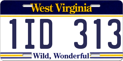 WV license plate 1ID313