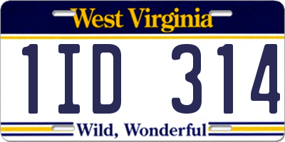 WV license plate 1ID314