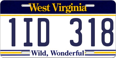 WV license plate 1ID318