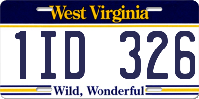 WV license plate 1ID326