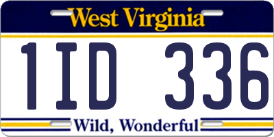 WV license plate 1ID336
