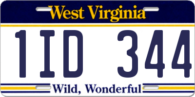 WV license plate 1ID344