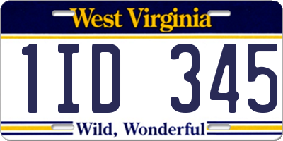 WV license plate 1ID345
