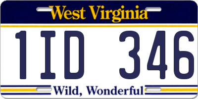 WV license plate 1ID346
