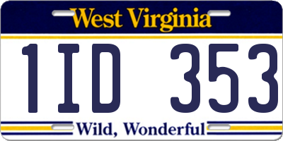 WV license plate 1ID353