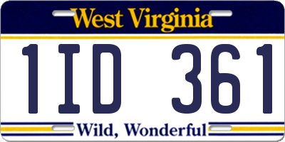 WV license plate 1ID361