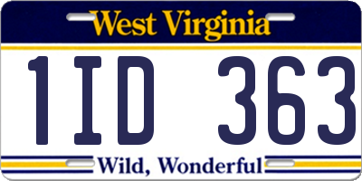 WV license plate 1ID363
