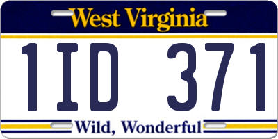 WV license plate 1ID371