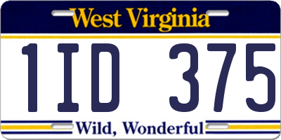 WV license plate 1ID375