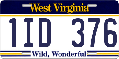 WV license plate 1ID376