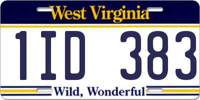WV license plate 1ID383