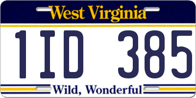 WV license plate 1ID385