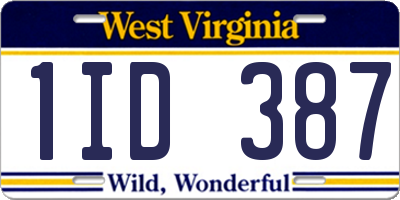 WV license plate 1ID387