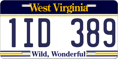 WV license plate 1ID389