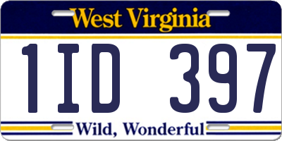 WV license plate 1ID397