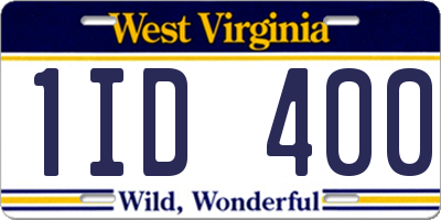 WV license plate 1ID400