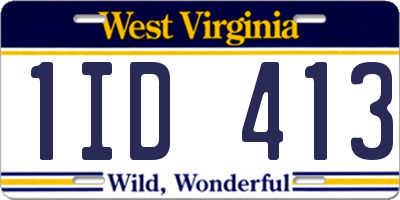 WV license plate 1ID413