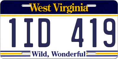 WV license plate 1ID419