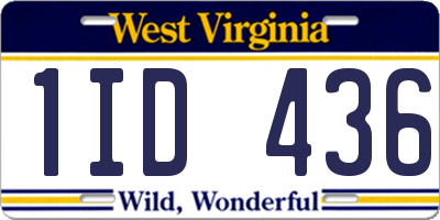 WV license plate 1ID436