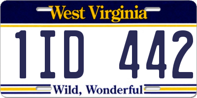 WV license plate 1ID442