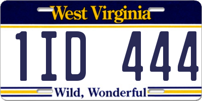 WV license plate 1ID444