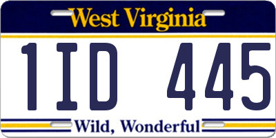 WV license plate 1ID445