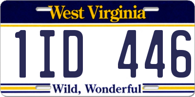 WV license plate 1ID446