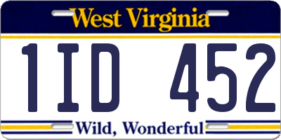 WV license plate 1ID452