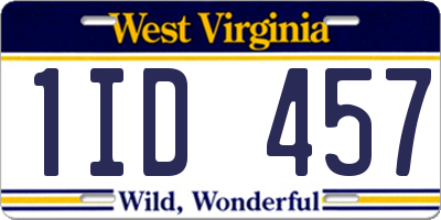 WV license plate 1ID457