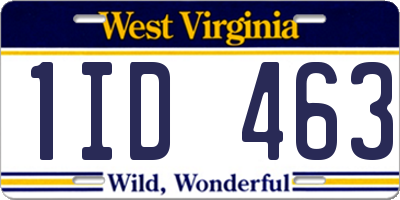 WV license plate 1ID463