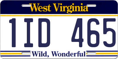 WV license plate 1ID465