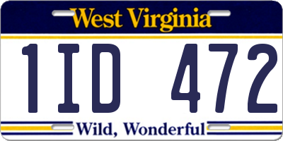 WV license plate 1ID472