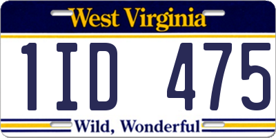 WV license plate 1ID475
