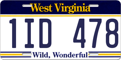 WV license plate 1ID478