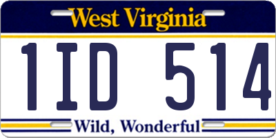 WV license plate 1ID514