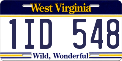 WV license plate 1ID548