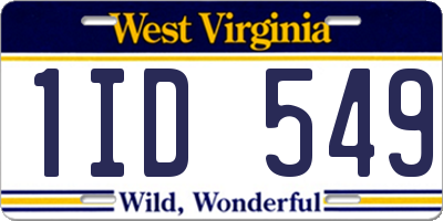 WV license plate 1ID549