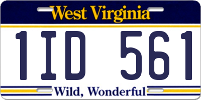 WV license plate 1ID561