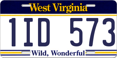 WV license plate 1ID573