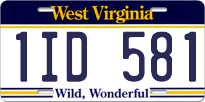 WV license plate 1ID581