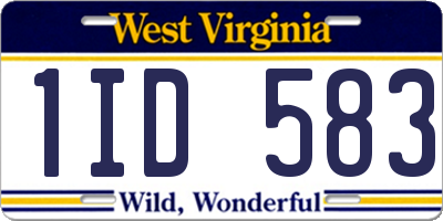 WV license plate 1ID583
