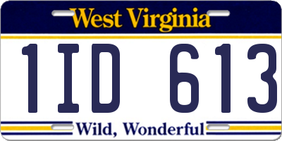 WV license plate 1ID613