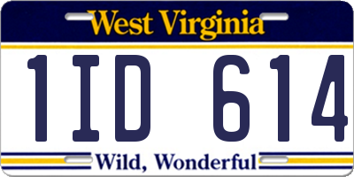 WV license plate 1ID614