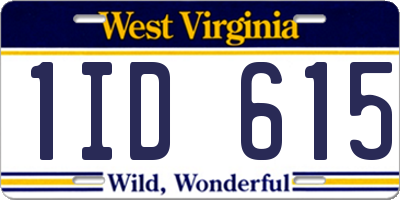 WV license plate 1ID615