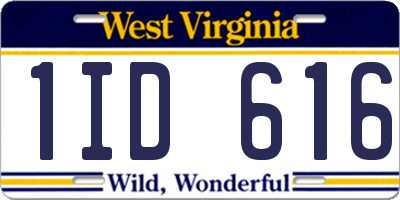 WV license plate 1ID616