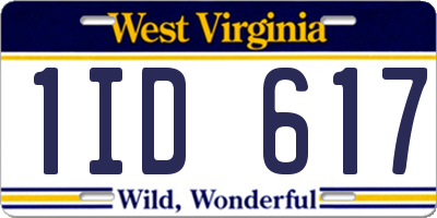WV license plate 1ID617