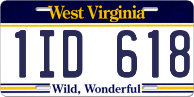 WV license plate 1ID618