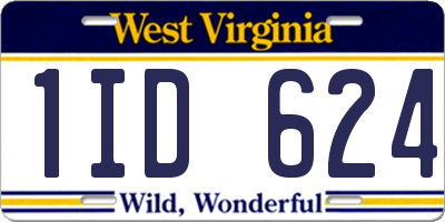 WV license plate 1ID624